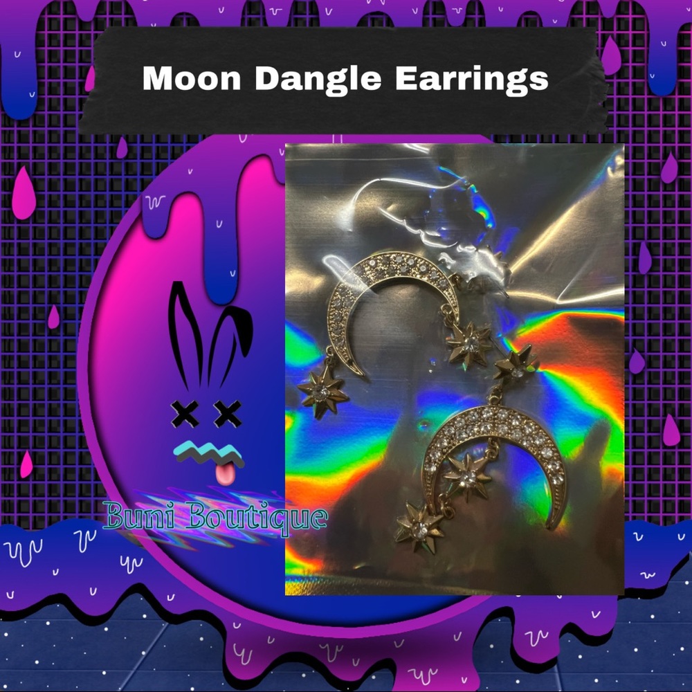 ❌SOLD ON VINTED❌Moon & Stars Dangle Earrings